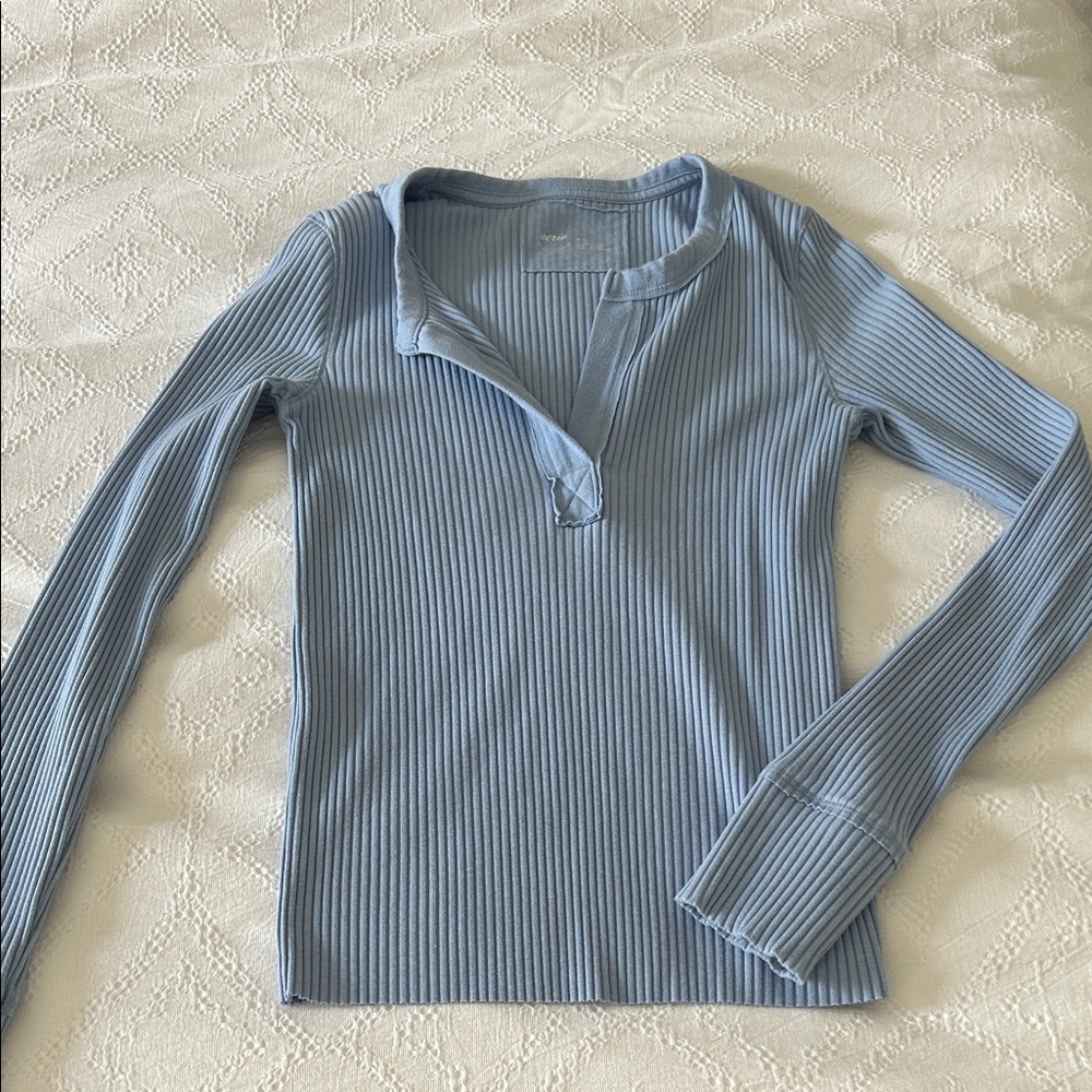 Aerie Light Blue Henley Shirt